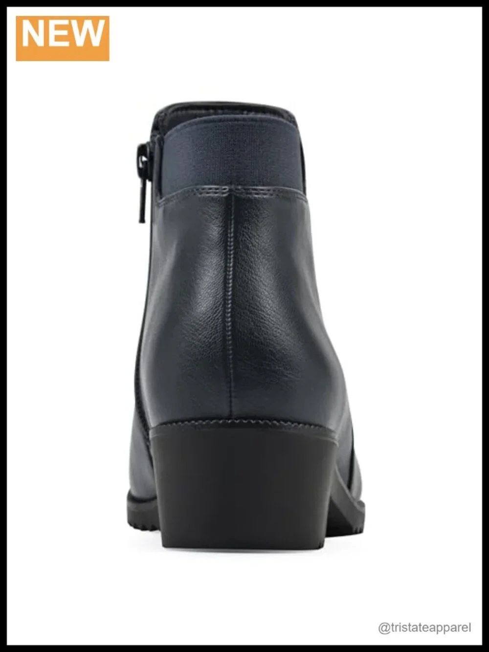 Women's Durable Cushioned Block Heeled Ankle Bootie with Elastic Gore & Zipper